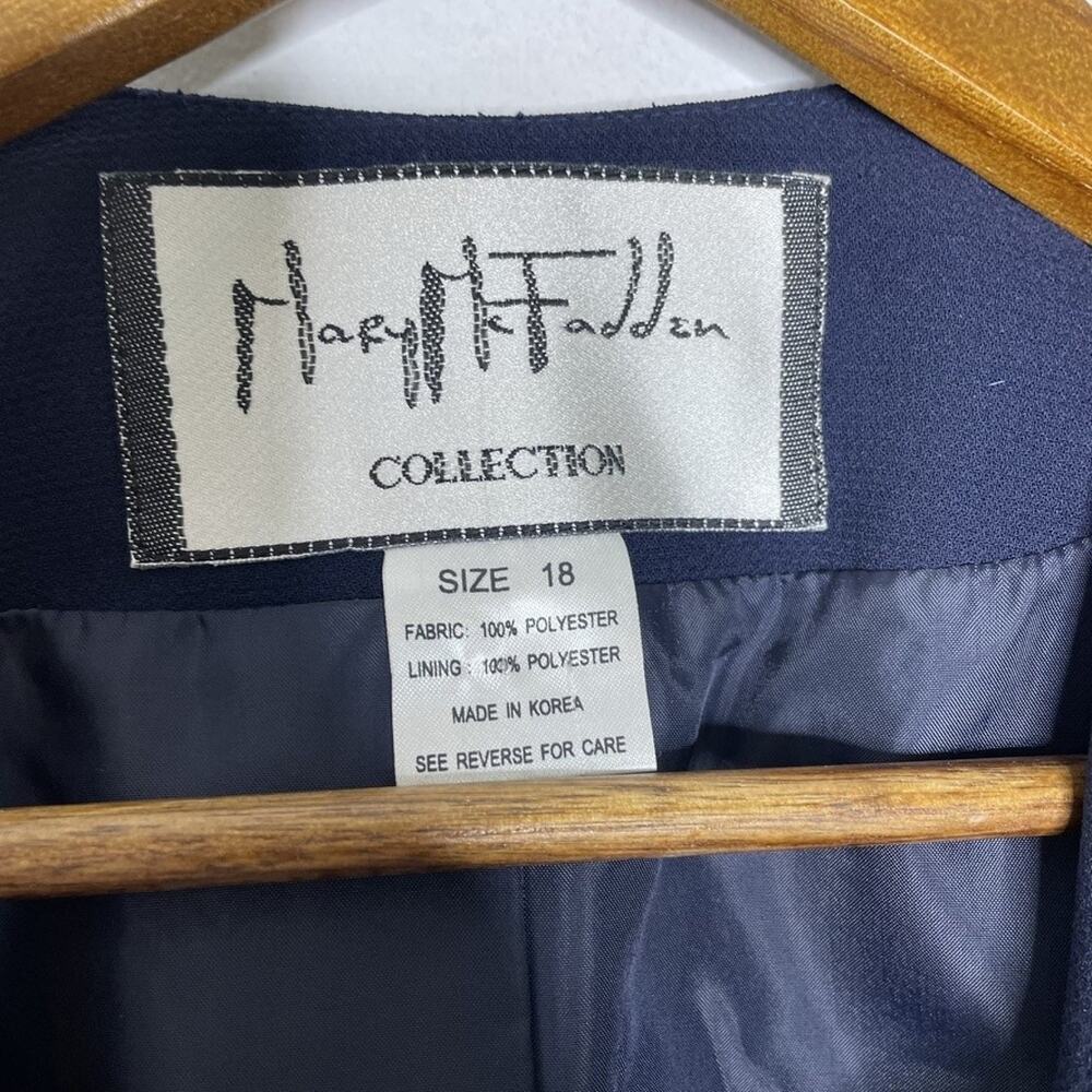 Mary McFadden Collection Blazer Womens 18 Navy Blue Dressy Career Jacket Classic - Picture 3 of 6